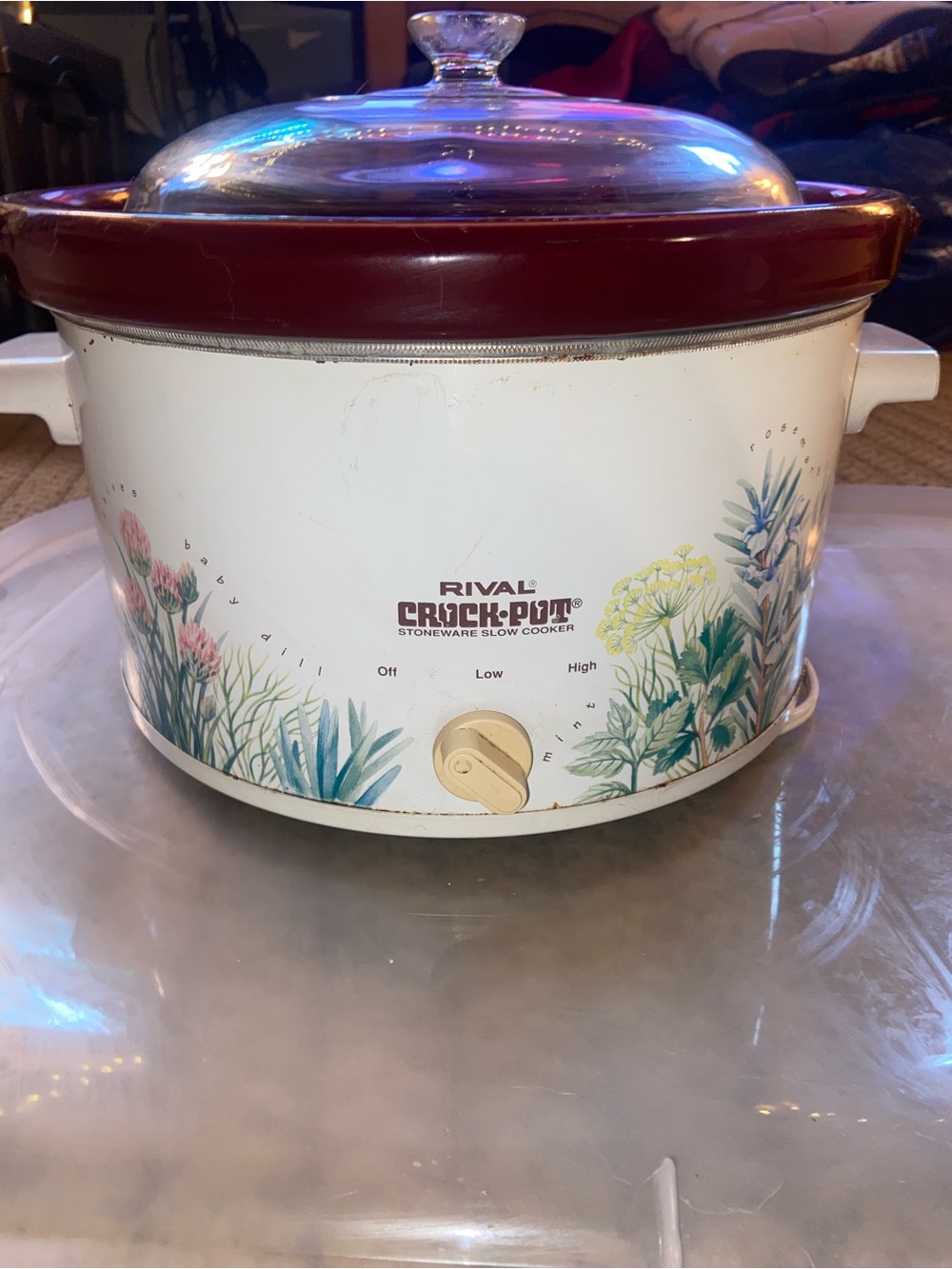 Rival Crock-Pot Stoneware Slow Cooker Vintage Herb Garden pattern